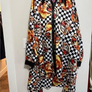 Dressed in LALA Lion Print Checkered Playsuits